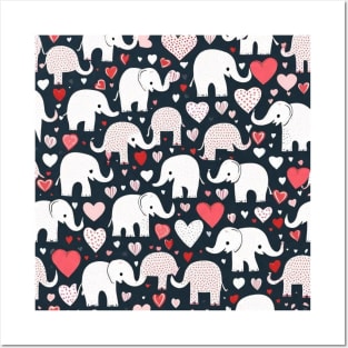 Valentines day gift ideas, elephants and hearts pattern gift ideas Posters and Art